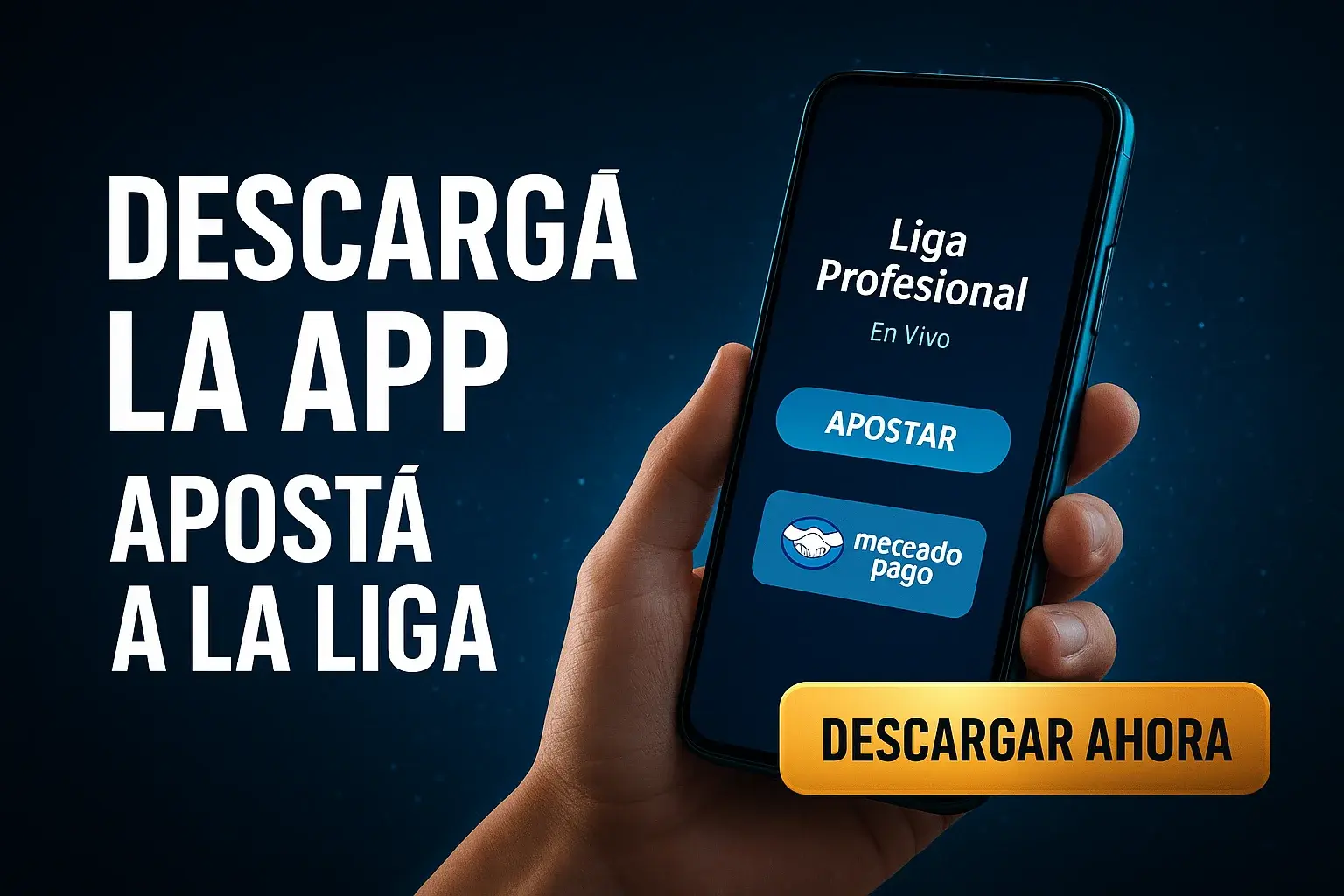 Banner de apuestas a la Liga con app en Android y botón dorado