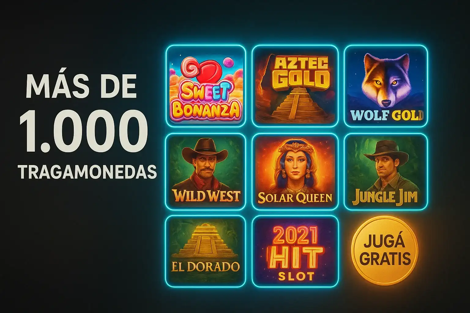 Banner de casino con más de 1.000 tragamonedas y jugá gratis